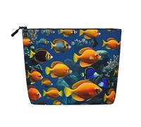 IPPONGET The Underwater World - Neceser con estampado de peces tropicales, bolsa de maquillaje de una sola capa con bolsas con cremallera para mujer, bonita y portátil