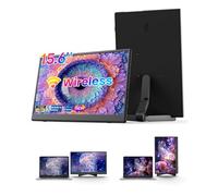 iProda Monitor portátil inalámbrico de 15,6 pulgadas FHD 1080P IPS, monitor portátil compatible con AirPlay y Miracast, USB-C/Mini HDMI, extensión de pantalla inalámbrica para ordenador portátil/PC