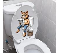Iprokiu Calcomanía para asiento de inodoro con diseño de animales divertidos, impermeable, con dibujos animados, perro, gato, para tapa de inodoro, dinosaurio, pato, baño, baño, calcomanía para pared
