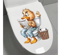 Iprokiu Calcomanía para asiento de inodoro con diseño de animales divertidos, impermeable, con dibujos animados, perro, gato, para tapa de inodoro, dinosaurio, pato, baño, baño, calcomanía para pared