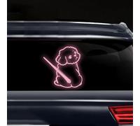 Iprokiu Calcomanía reflectante para limpiaparabrisas trasero de perro, impermeable, divertida calcomanía para limpiaparabrisas con cola en movimiento para SUV, perro, coche (rosa)