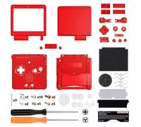 IPS Ready Upgraded eXtremeRate Carcasa Transparente para Gameboy Advance SP, Funda Cubierta con Botones, Compatible con Todos IPS y LCD Estándar - Sin Consola ni Pantalla IPS, Rojo