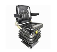 IPSU Asiento Universal para Carretilla Elevadora, Asiento De Tractor con Absorción De Impactos De 3 Niveles, Asiento De Excavadora De Cuero Plegable con Respaldo y Reposabrazos Ajustables