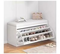 IPSU Banco Organizador De Zapatos, Banco De Almacenamiento De Zapatos De 3 Niveles con Cajones Abatibles y Asiento Acolchado, Zapatero Moderno para Entrada, Pasillo, Armario