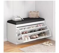 IPSU Banco Organizador De Zapatos, Banco De Almacenamiento De Zapatos De 3 Niveles con Cajones Abatibles y Asiento Acolchado, Zapatero Moderno para Entrada, Pasillo, Armario