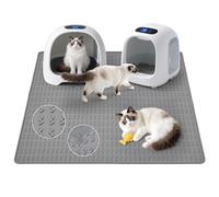 Iptienda Bandeja de arena para gatos, XXL, 120 x 89 cm, impermeable, alfombrilla de silicona, antideslizante, alfombrilla de gran tamaño, adecuada para un grupo de gatos (gris)