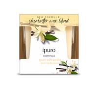 ipuro Essentials Soft Vanilla - Vela aromática en vaso de 125 g, aroma a vainilla y caramelo, duración de 23 horas, larga duración, decorativa para salón, dormitorio