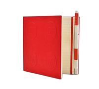 IQ LEGO Cuaderno Estacionario con Cierre - Cuaderno de Papelería con Bolígrafo de Gel - Rojo