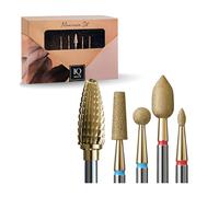 IQ NAILS EXPERT GOLD POWER Brocas para uñas - Juego de 6 puntas para manicura y pedicura - Kit de cortador de cutículas de diamante - Cortador de carburo para híbrido, gel, acrílico