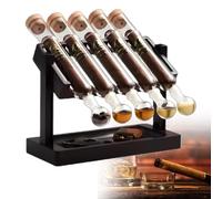 IqdZynx Cigar Flavor Infuser & Display de maduración - infusión Vapor controlada 5-7 días con Tubos de Vidrio Individuales, Soporte Madera D5