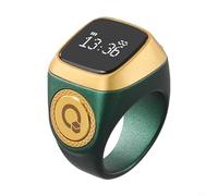 IQibla Contador digital de anillo inteligente con recordatorio de vibración, pantalla de 0.49, aplicación BT para 5 oraciones diarias, Tasbih para musulmanes, color negro, tamaño 18 mm (20 mm verde)