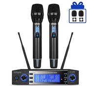 iQlQPQ - Sistema de micrófono inalámbrico, micrófono de karaoke dinámico inalámbrico de metal profesional, micrófono de mano fácil de usar para fiestas de karaoke en casa, reuniones, iglesia, DJ,