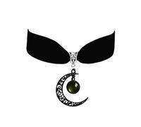 IQPDYV Gargantilla gótica de luna para mujer, estilo vintage, de terciopelo negro, collar con colgante de cristal de luna gótica, accesorios de disfraz gótico oscuro, joyería, no, Terciopelo, No es