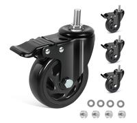 IQWTU 100MM Ruedas para Muebles con Pasador Roscado M12 x 30mm, Lote de 4 Ruedas Pivotantes con Freno Hasta 550kg, Ruedas Giratorias Ruedas Industriales Giratorias 360°, PU Ruedas No Dejan Marcas