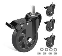 IQWTU Rueda resistente con freno, ruedas de muebles de 125 mm con vástago de tornillo M10 x 30 mm, ruedas de poliuretano con pernos, 4 ruedas giratorias roscadas de rotación de 360° de hasta 700 kg