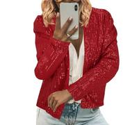 IQYU Blazer con purpurina, tallas grandes, blazer-cárdigan con lentejuelas, elegante, brillante, cárdigan para mujer, de noche, fiesta, festivo, bolero, temperamento, abrigo de punto, chaqueta