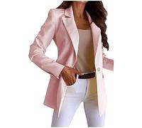 IQYU Blazer Largo Para Mujer Rosa: Blazer Mujer Deportiva Elegante Blazer Largo Tallas Grandes Chaqueta de Verano para Mujer Americana Ajustada Chaqueta Mujer Primavera Verano Chaqueta de Entretiempo