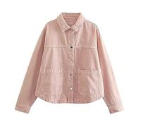 IQYU Chaqueta vaquera para mujer, color azul claro, chaquetas vaqueras para mujer, chaqueta vaquera oversize, chaqueta vaquera, elegante, corta, chaqueta de entretiempo, ligera, chaqueta vaquera,