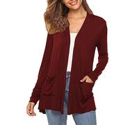 IQYU Chaquetas de punto para mujer de algodón chaquetas de mujer verano delgado suéter largo cárdigan ligero chaqueta monocolor chaqueta de punto primavera oversize chaqueta de verano elegante