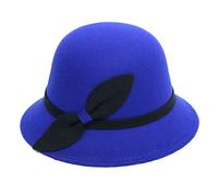 IQYU Fedora Sombrero para mujer de fieltro: sombrero de paja con lazo, moño, elegante sombrero de lana, banquete de fieltro, sombrero Fedora, invierno con lazo, transpirable, para exterior,