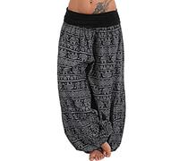 IQYU Pantalones harén para mujer, tallas grandes, pantalones largos, bombachos, pantalones de aladín, pantalones holgados, pantalones de yoga para el tiempo libre, pantalones ligeros de verano