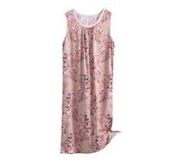 IQYU Pijama corto para mujer de algodón, camisón de algodón talla grande, vestido de noche de cuello redondo, negligé suelto, camisola de verano, ropa de dormir cómoda para mayores, camisones ligeros