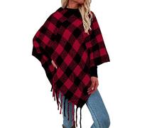 IQYU Poncho de punto para mujer, de invierno, de cuello alto, de punto, de cachemira, poncho de invierno, a cuadros, elegante, de algodón, bufanda de invierno, pañuelo de cuello, suéter de punto,