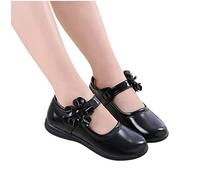 IQYU Princesa Zapatos Niñas 29 - Mary Jane Zapatos Zapatos de cuero plano Niñas Zapatos Niños Con Lazo Princesas Zapatos Elegante Escolar Zapatos Festivos Bailarinas Matt Balerina Zapatos, Negro , 34