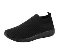 IQYU Zapatillas deportivas para mujer, cómodas, sin cordones, elásticas, cómodas, para exteriores, de malla, elásticas, cómodas, Negro , 38 EU