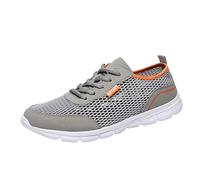 IQYU Zapatos para correr y caminar para hombre, planos, suaves, con cordones, informales, para exteriores, suela de goma, para correr, tenis, deportes, entrenamiento, antideslizantes, a la moda