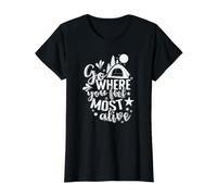 IR Donde te sientas más Vivo Camping Vacaciones Camiseta gráfica económica, Mujer, Negro, XL
