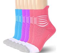 IRAMY Calcetines de compresión con soporte en el tobillo para correr para mujeres y hombres, entrenador Coolmax transpirable, 3 pares, calcetines atléticos acolchados para fascitis plantar, S