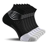 IRAMY Calcetines de compresión para correr con soporte de tobillo para mujeres y hombres, entrenador, Coolmax, 3 pares de calcetines acolchados atléticos para fascitis plantar, Negro (3 paquetes), XL