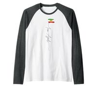 IRÁN AZADI Irán Bandera Mapa León Sol Espada Libre Irán Revolución Camiseta Manga Raglan