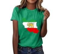 Iran - Camiseta de verano para mujer, cuello redondo, camiseta de manga corta, blusa básica, cómoda, túnica, delgada, primavera, otoño, camiseta transpirable, ligera, O Verde, L