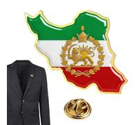 Iran Map - Brooch Pin Patriotic Sun Emblem Badge | Stainless Steel Iran Shape Lapel Pin Ancient Persian Symbol Jewelry Top for Men Women, Family, Backpack, Tote or Jacket Use