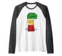 Irán PUÑO Bandera del Sol del LEÓN, Irán Libre, Caligrafía farsi Camiseta Manga Raglan