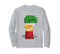 Irán PUÑO Bandera del Sol del LEÓN, Irán Libre, Caligrafía farsi Manga Larga