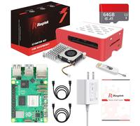 iRasptek Kit de inicio para Raspberry Pi 5 RAM 4 GB- 64 GB edición de OS-Bookworm precargado (funda roja y blanca)