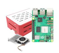 iRasptek Kit para Raspberry Pi 5 8GB RAM con carcasa roja y blanca y enfriador activo
