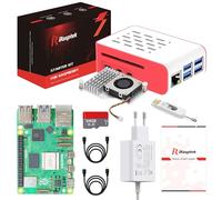 iRasptek Starter Kit For Raspberry Pi 5 16GB -Edición OS-Bookworm de 64GB preinstalada (Caja Rojo y Blanco)