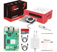 iRasptek Starter Kit For Raspberry Pi 5 8GB -Edición OS-Bookworm de 64GB preinstalada (Caja Rojo y Blanco)