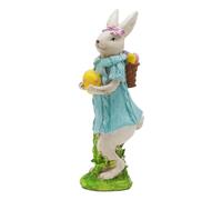 Irayin Conejos de Pascua Decoracion, Estatuas de Conejito Pascua, Estatua de Conejo de Resina con Huevos de Colores, Conejos Pascua de Figuras para Salón, Escritorio, Oficina - Azul
