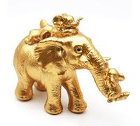 Irayin Elefantes Decoracion Figuras, Elefante de la Suerte, Tres Crías de Elefante Durmiendo sobre su Madre, Regalo Elefante para Mujer, Decoración para Salón, Escritorio, Oficina - Oro