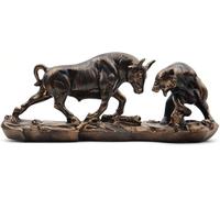Irayin Wall Street Bull & Bear Batalla Estatua de resina, decoración de toro y oso, figura abstracta de Bull Bear Fight regalo de agente financiero, decoración para salón, dormitorio, armario de vino