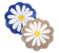 IRCKONCI 2 Piezas Linda Alfombra De Baño 60x60 Cm Alfombra Floral Alfombra Antideslizante Absorbente De Agua Alfombra Suave Lavable A Máquina for Dormitorio Cocina Baño Pisos De Inodoro(Blue+Brown)