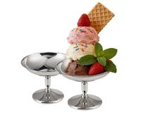 IRCKONCI 2 Tazones for Helado De Acero Inoxidable, for Postre, Helado, Pudín, Diseño De Pie, for Dulces, Ensaladas, Pudines De Frutas, Mini Tazones De Metal For Helado