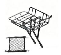 IRCKONCI Cesta Delantera for Bicicleta, Cesta for Portaequipajes, Portaequipajes De Rueda Delantera De Metal con Barras De Retención De Red, Universal for D7 D8 P8(Black)