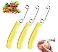 IRCKONCI Pack De 3 Cuchillos Mágicos De Giovanni Giovanni, Cuchillo Mondador Multifuncional 3 En 1 for Frutas Y Verduras, Cuchillo Mondador De Acero Inoxidable Y Pelador De Verduras Y Frutas(Yellow)