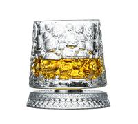 IRCKONCI Vaso De Whisky Giratorio De Cristal, Con Base De Cristal Resistente, Vaso De Whisky Giratorio De 360°, for Cumpleaños, Vacaciones, Día Del Padre Y Eventos Especiales De Degustación(G)